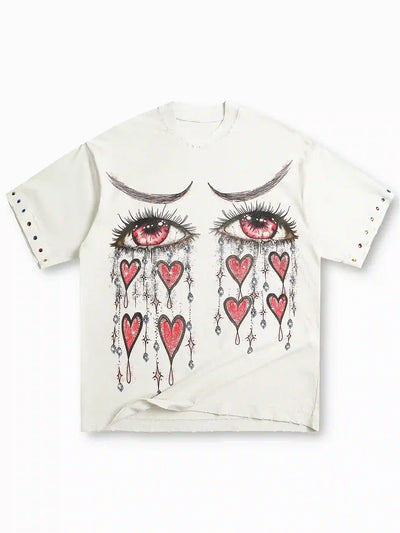 Camiseta con pedrería de lágrima romántica-148