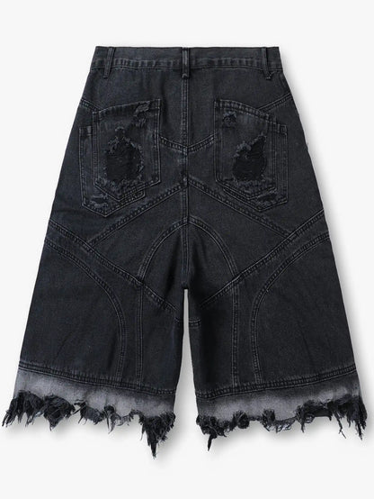 Ripped Street Denim Shorts-S1032