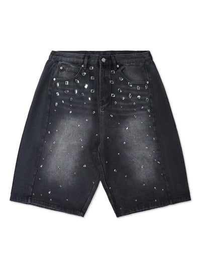 Pantalones cortos vaqueros de cristal brillante-197