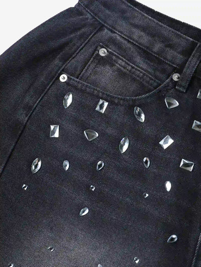 Sparkling Crystal Denim Shorts-197