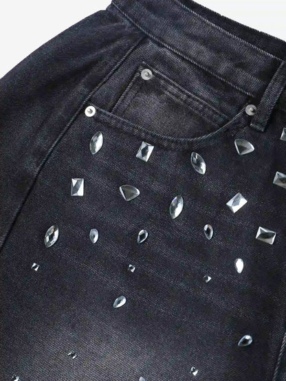 Sparkling Crystal Denim Shorts-197
