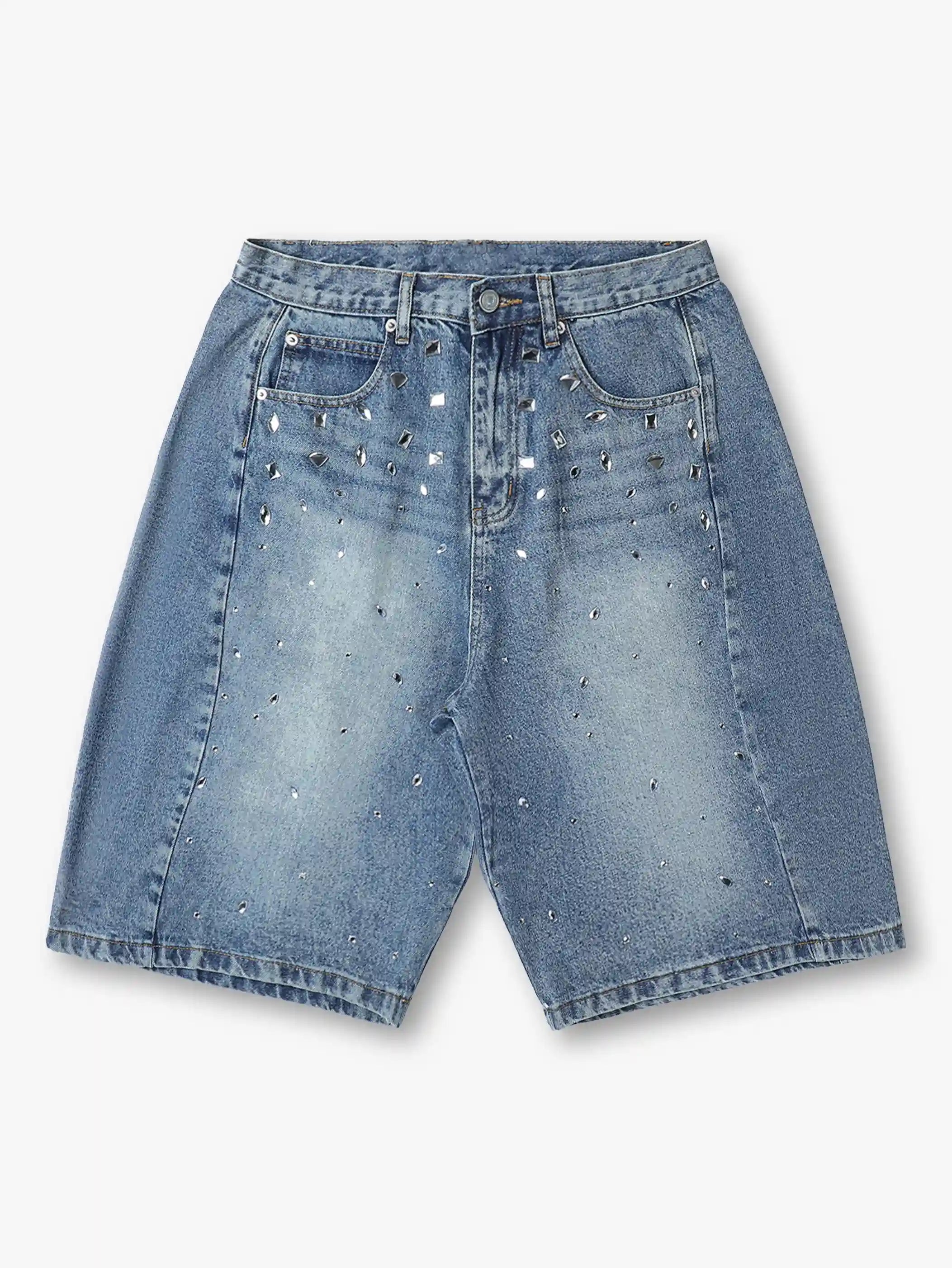 Sparkling Crystal Denim Shorts-197