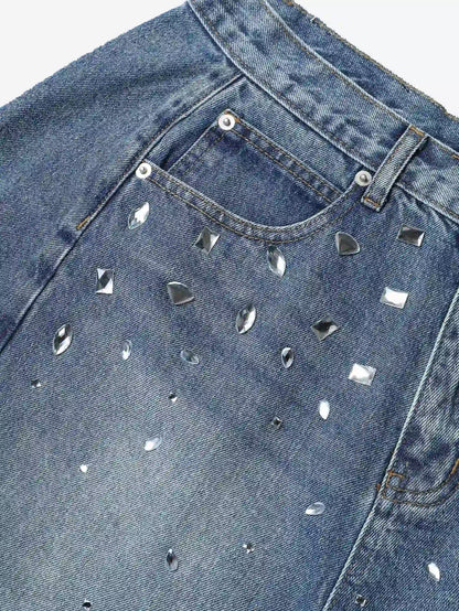 Sparkling Crystal Denim Shorts-197