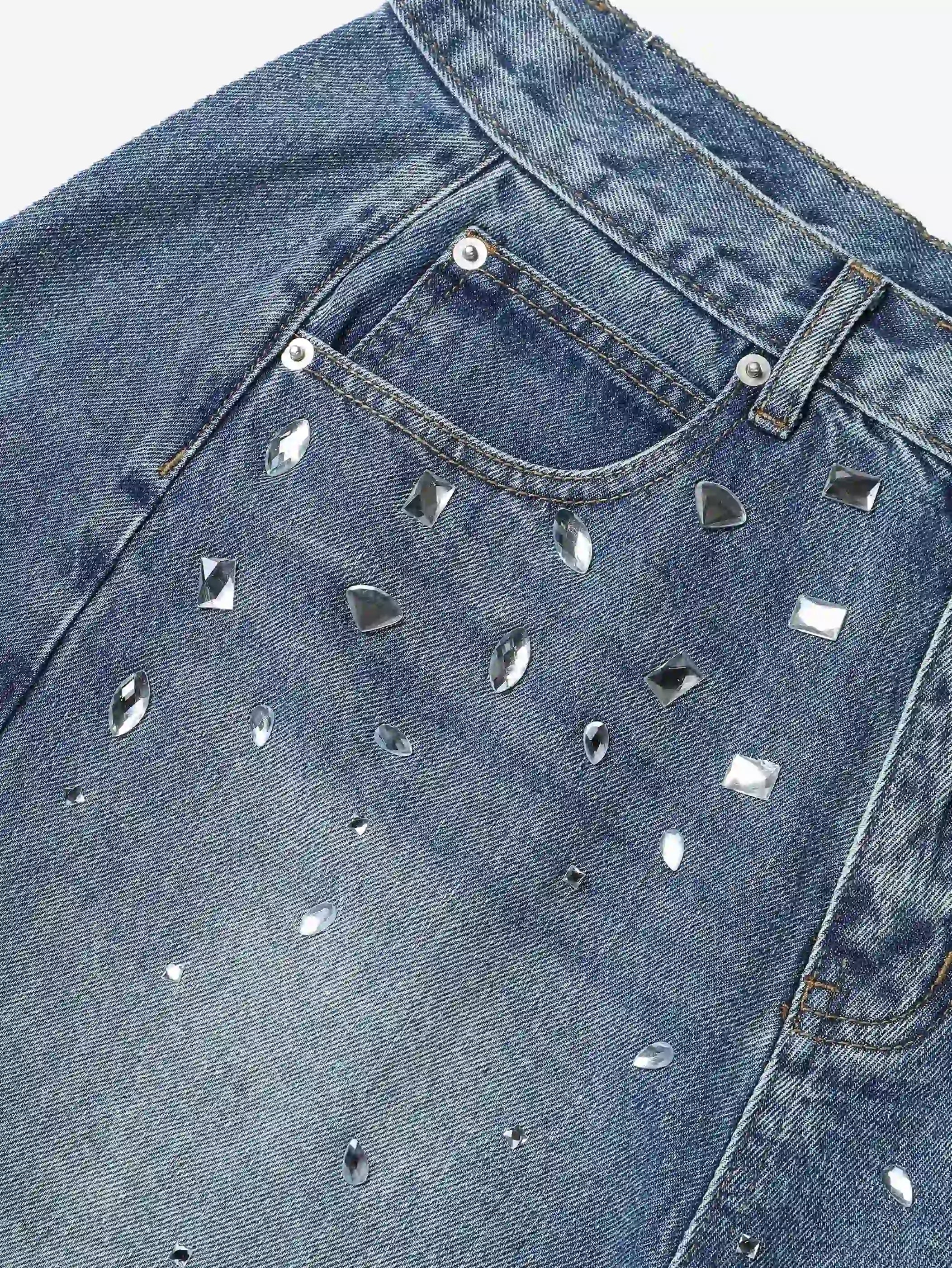 Pantalones cortos vaqueros de cristal brillante-197