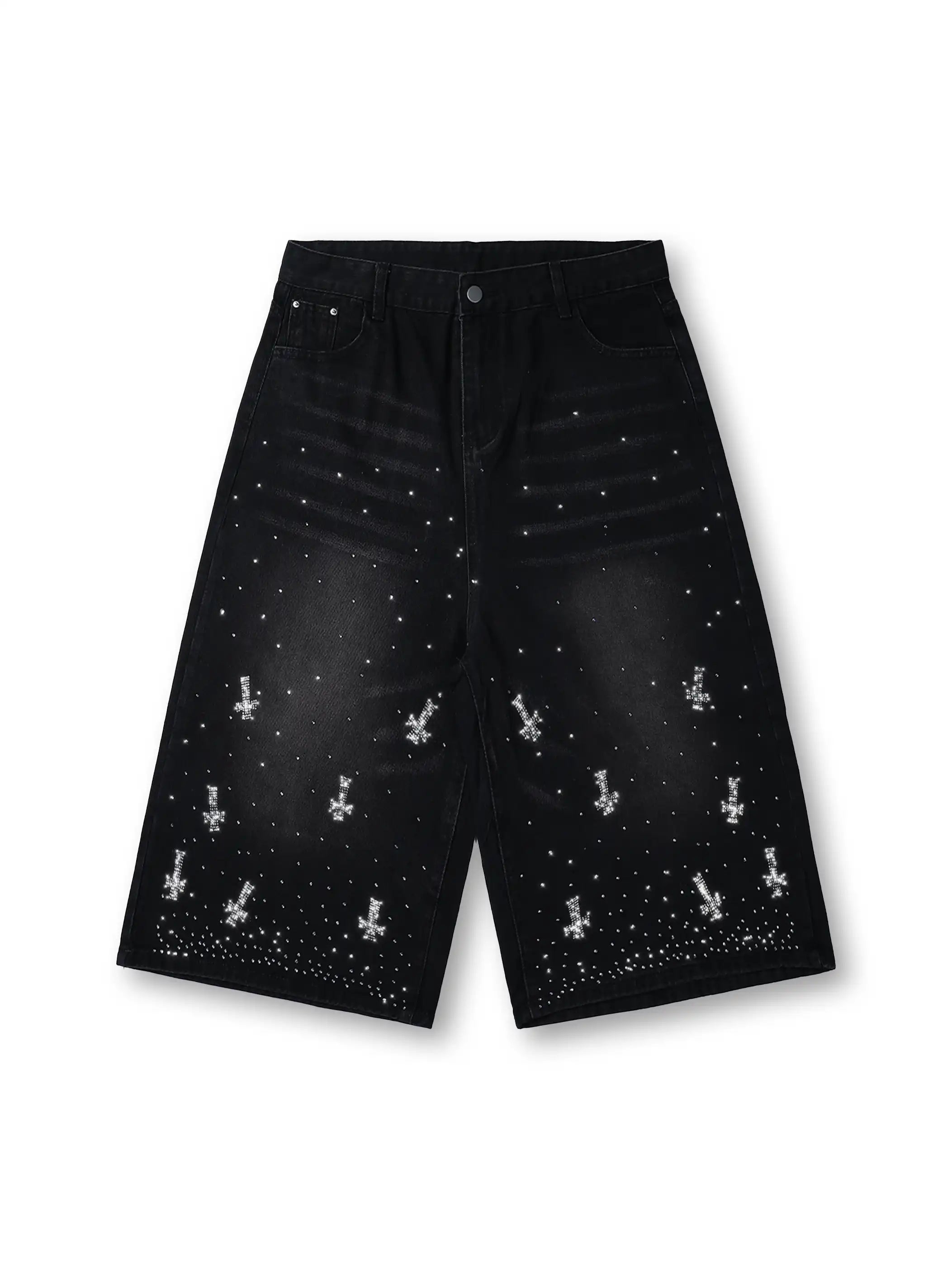 Shining Cross Denim Shorts-198