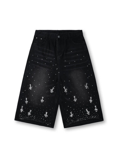Shining Cross Denim Shorts-198