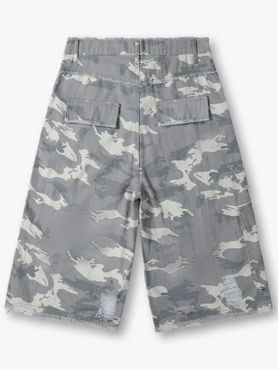 Streetwear Wide Leg Camo Cargo Shorts-S1037