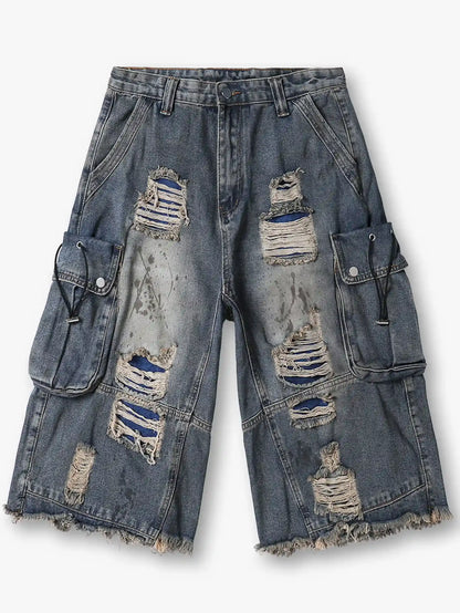 Streetwear Distressed Cargo Shorts-S1038