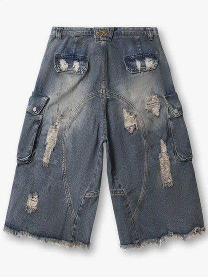 Streetwear Distressed Cargo Shorts-S1038