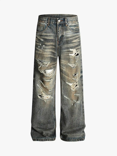 High-Waist Ripped Streetwear Denim Jeans-S1051