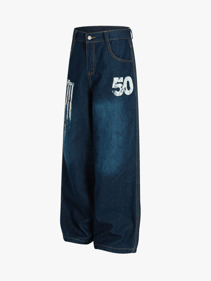 American Flag Denim Pants-S1097