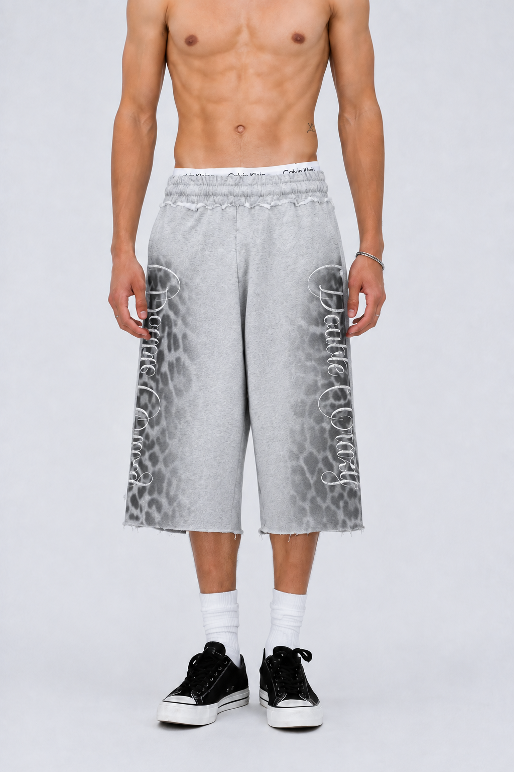 Distressed Leopard Baggy Shorts-623
