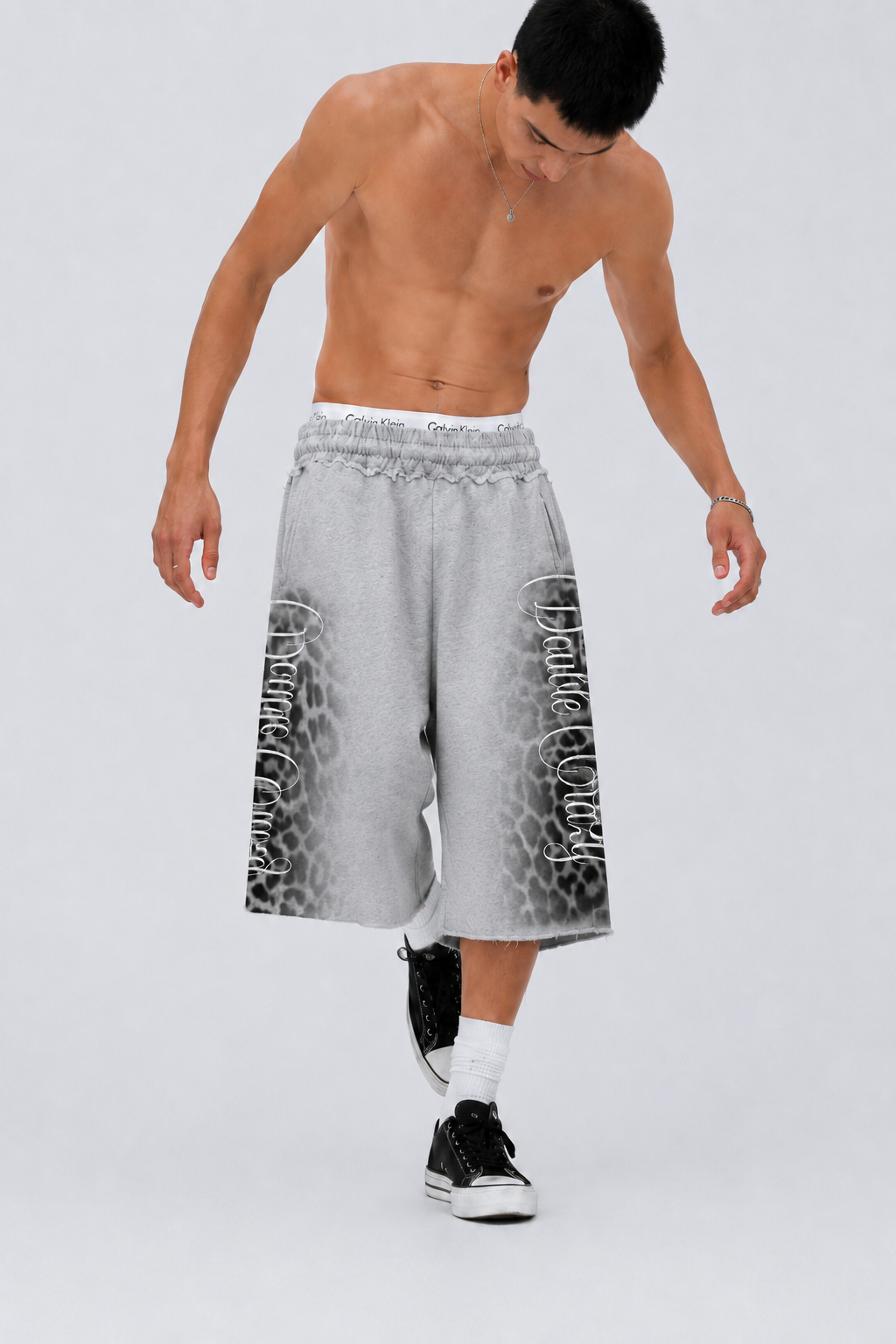 Distressed Leopard Baggy Shorts-623