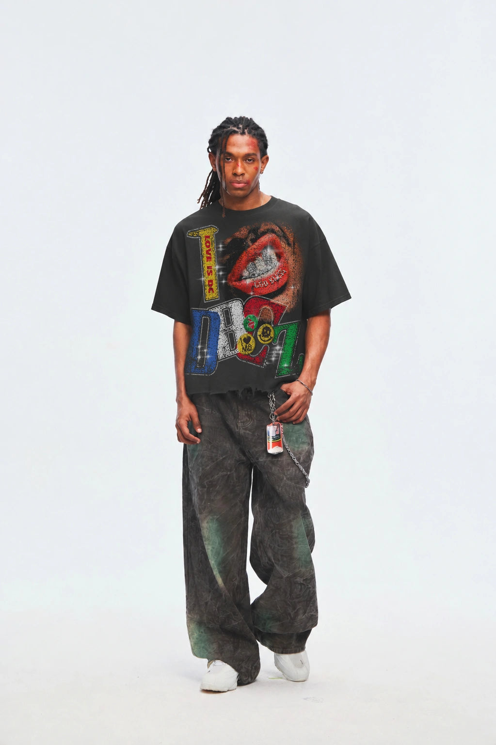Bling Faded Grillz Lips Tee-592