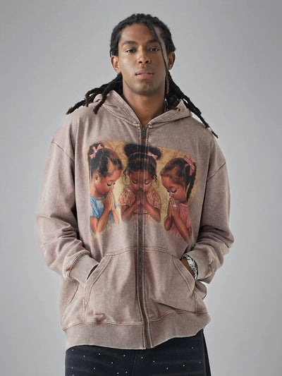 Sudadera con capucha Corazones fieles y oración-150