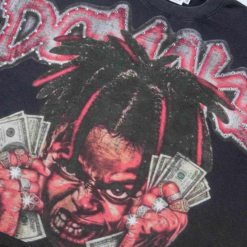iced-out distressed graphic tee