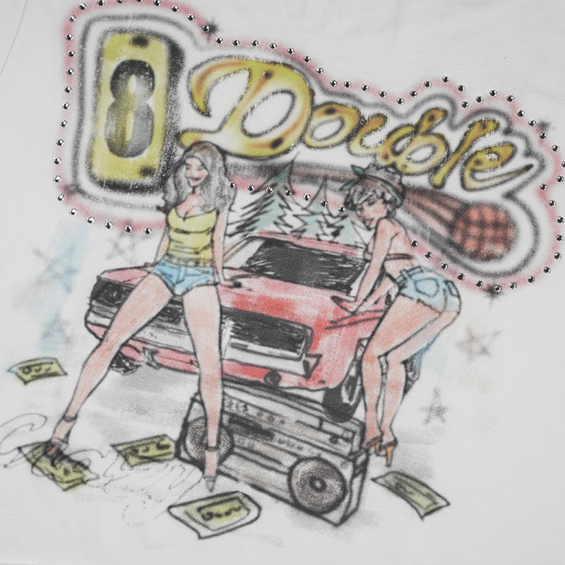 Camiseta Holgada Desgastada Aerografiada Años 90-567
