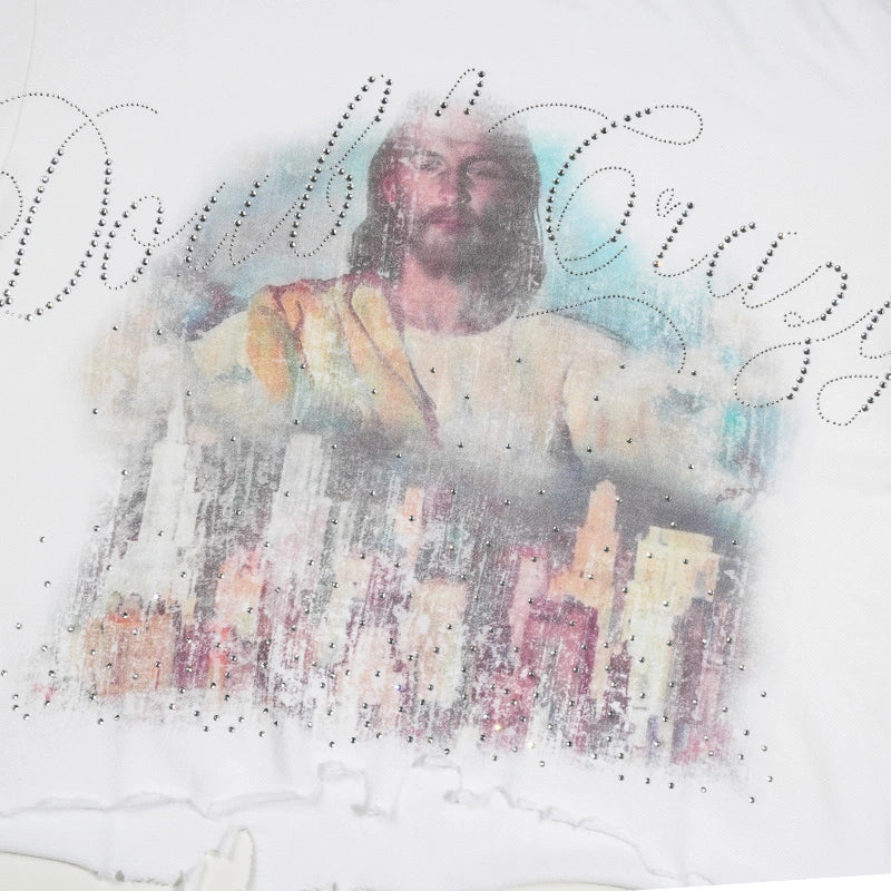 T-shirt ample strass Jesus Skyline-548
