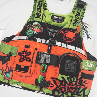 Illusion Orange Vest Tag Boxy Tee-603