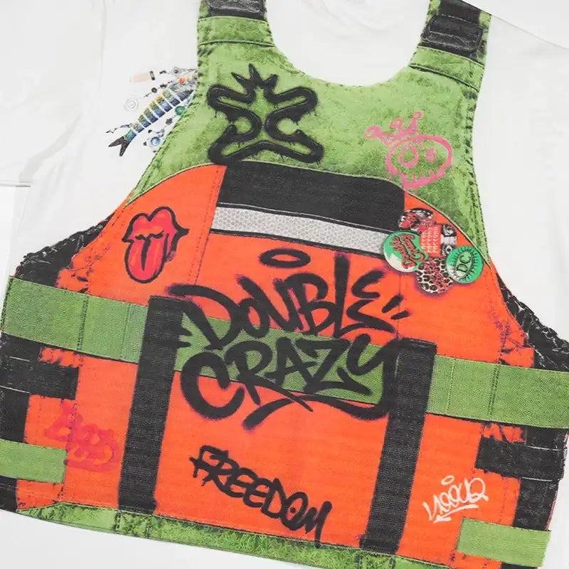 Illusion Orange Vest Tag Boxy Tee-603