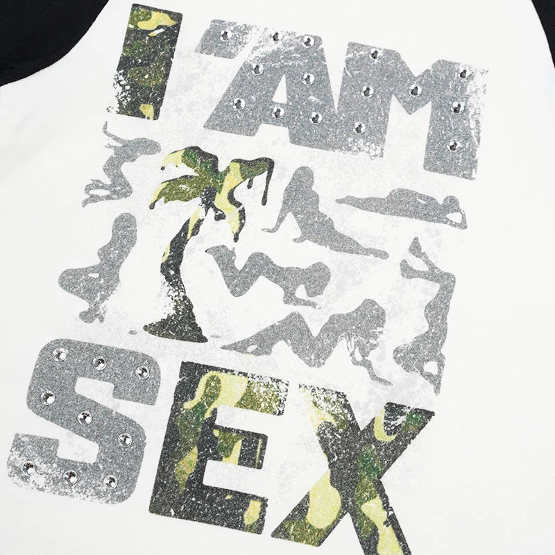 Camiseta corta de camuflaje con tachuelas estilo pin-up-632