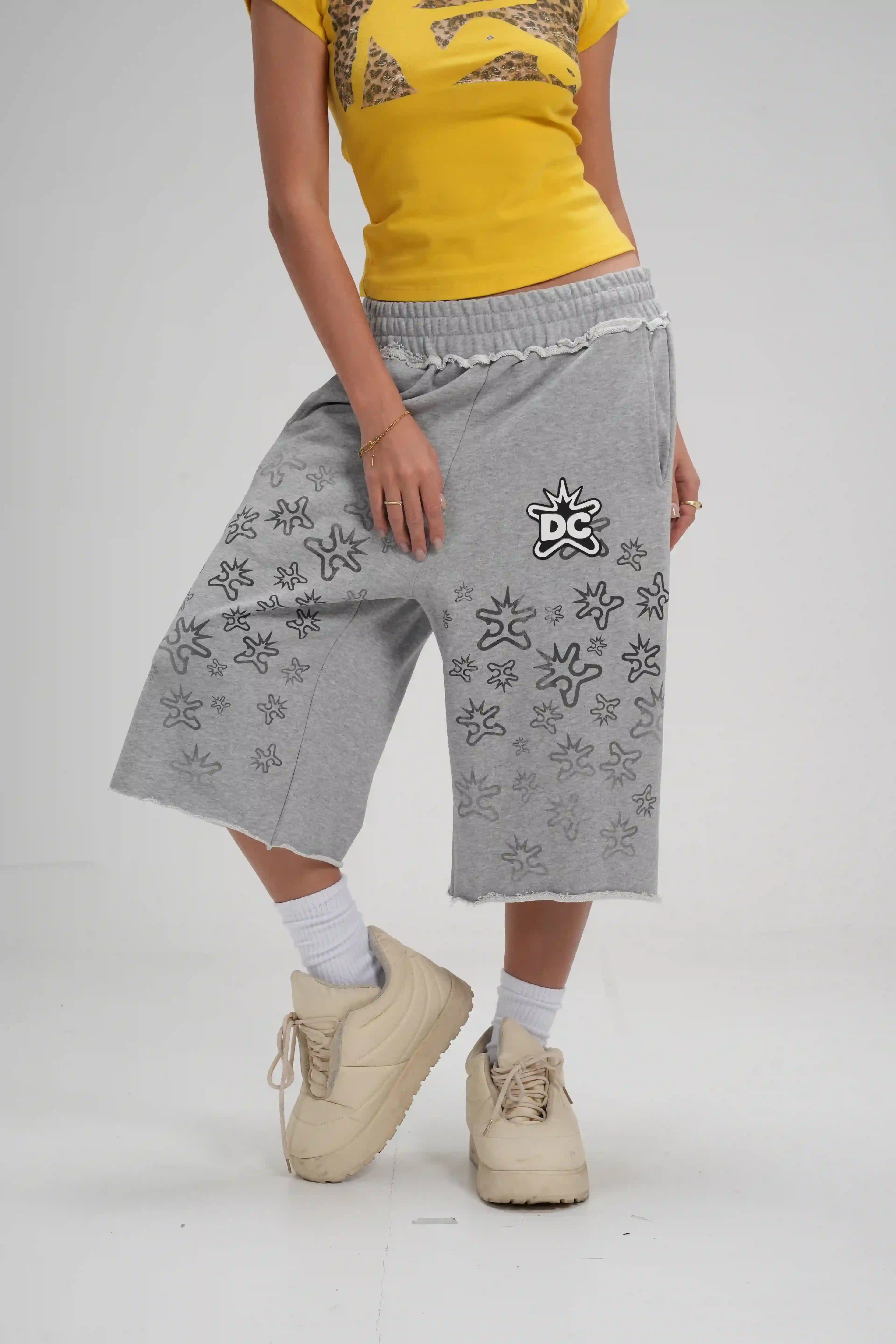 Pantalones cortos de rizo salpicado de estilo vintage-621