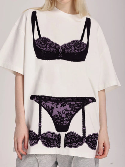 Bold Lingerie Lace Fashion T-shirt -122