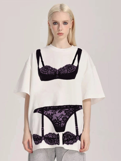 Bold Lingerie Lace Fashion T-shirt -122