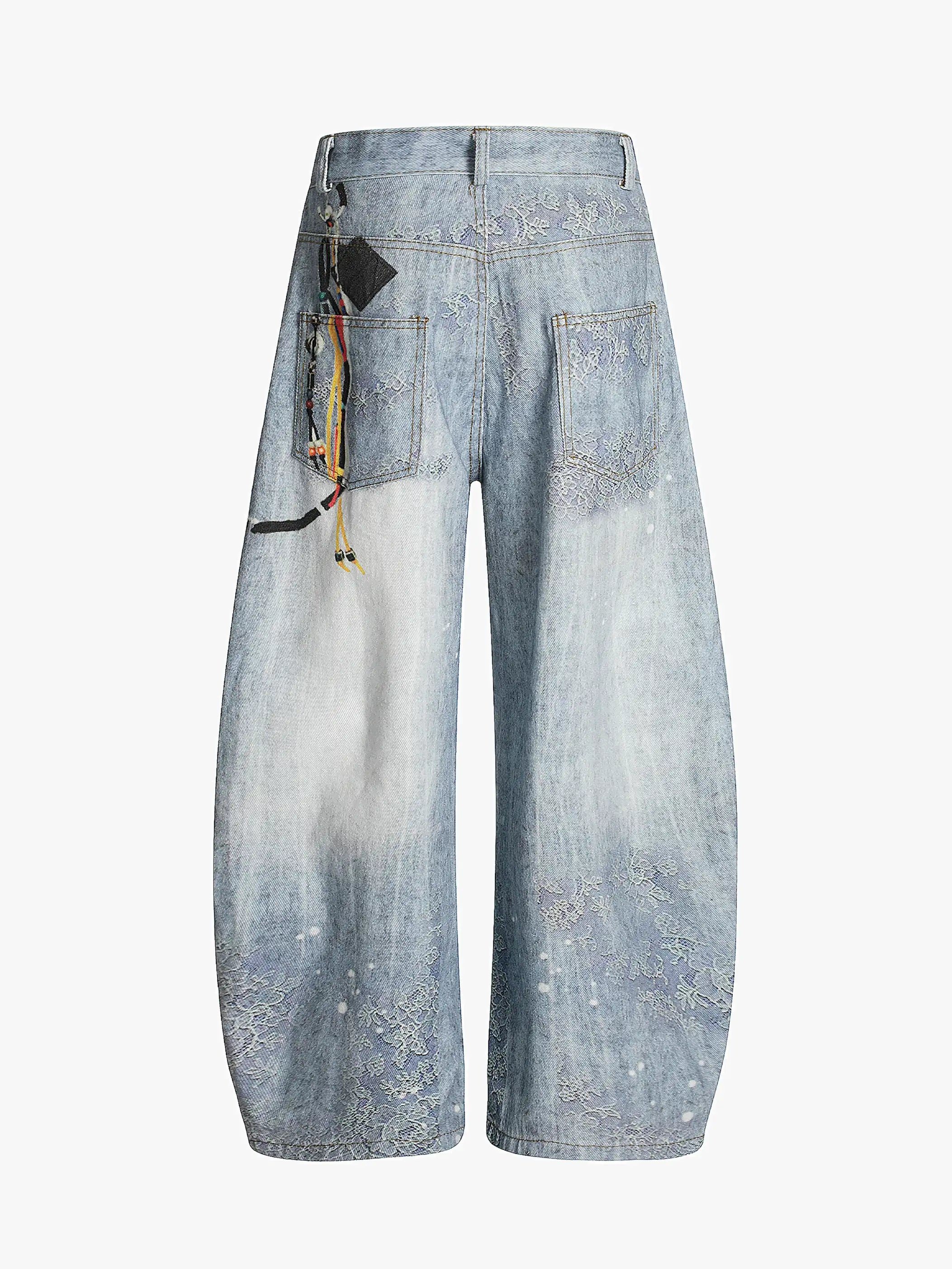 Retro Paisley Wash Denim Blade Pants-S1119
