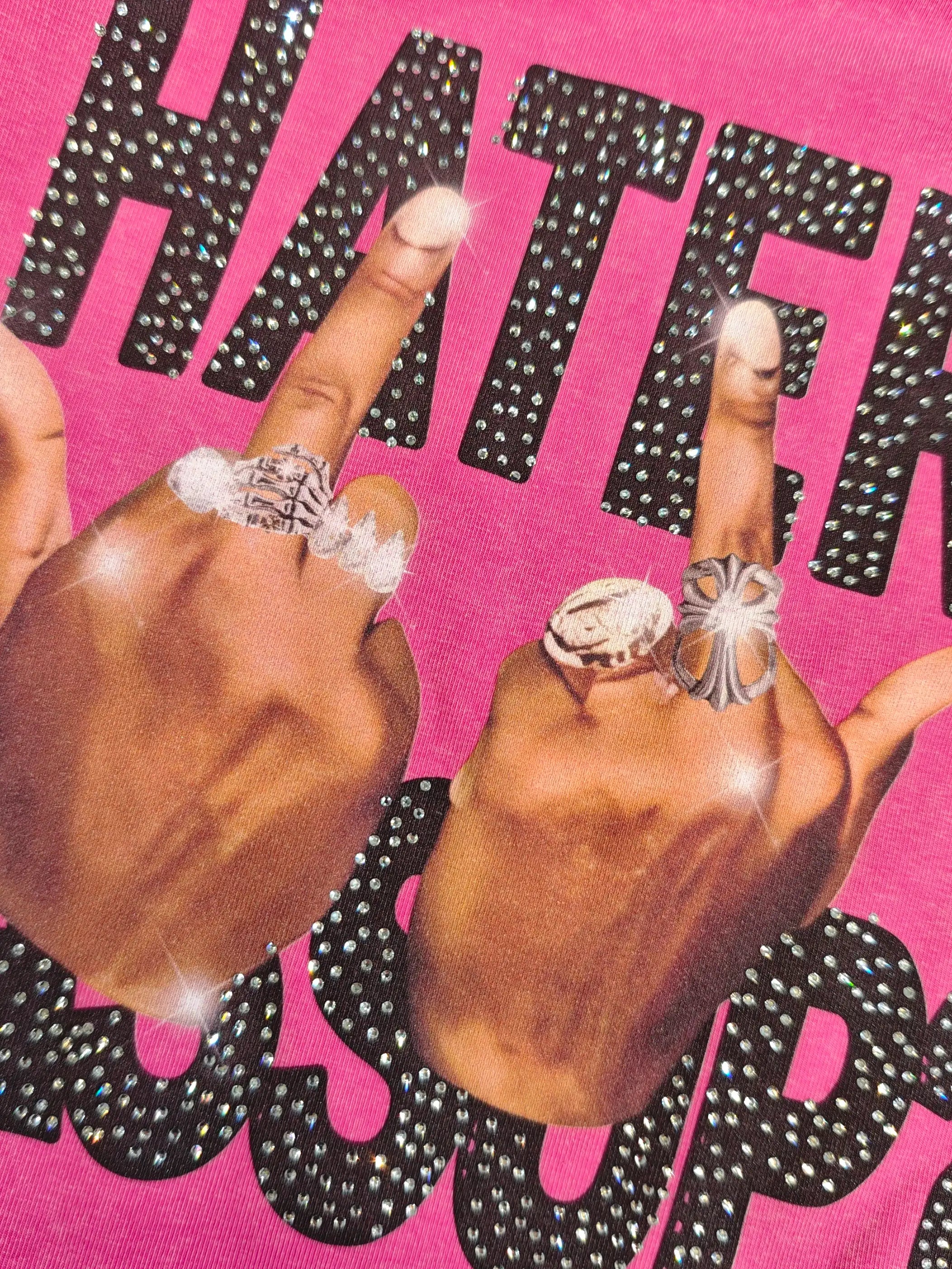 Pink Bling Middle Finger Women Vest-249