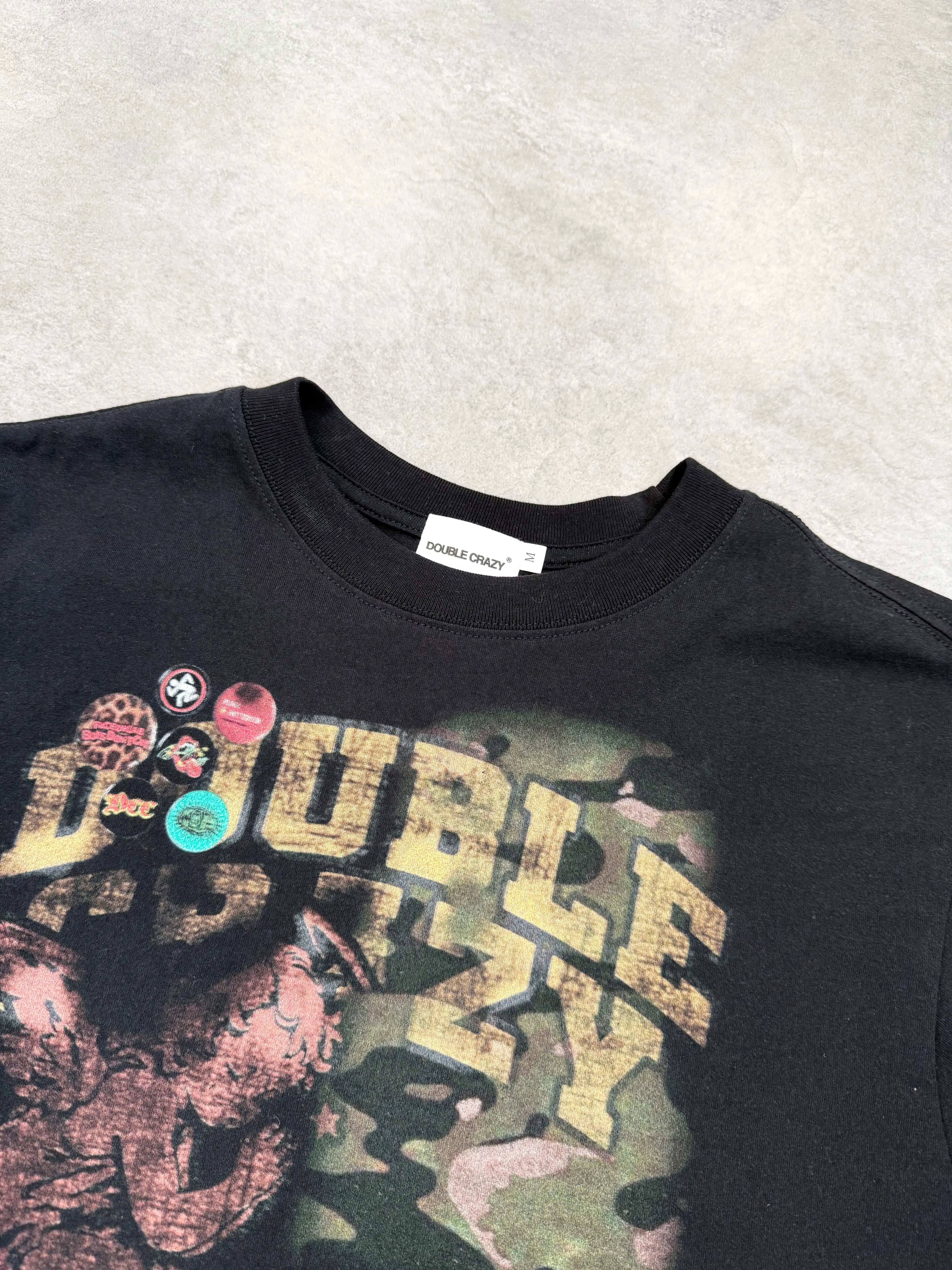 Acid Washed Boxy Graphic Crop Tee-437