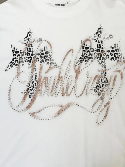 Camiseta Gráfica con Logo de Diamantes de Imitación-421