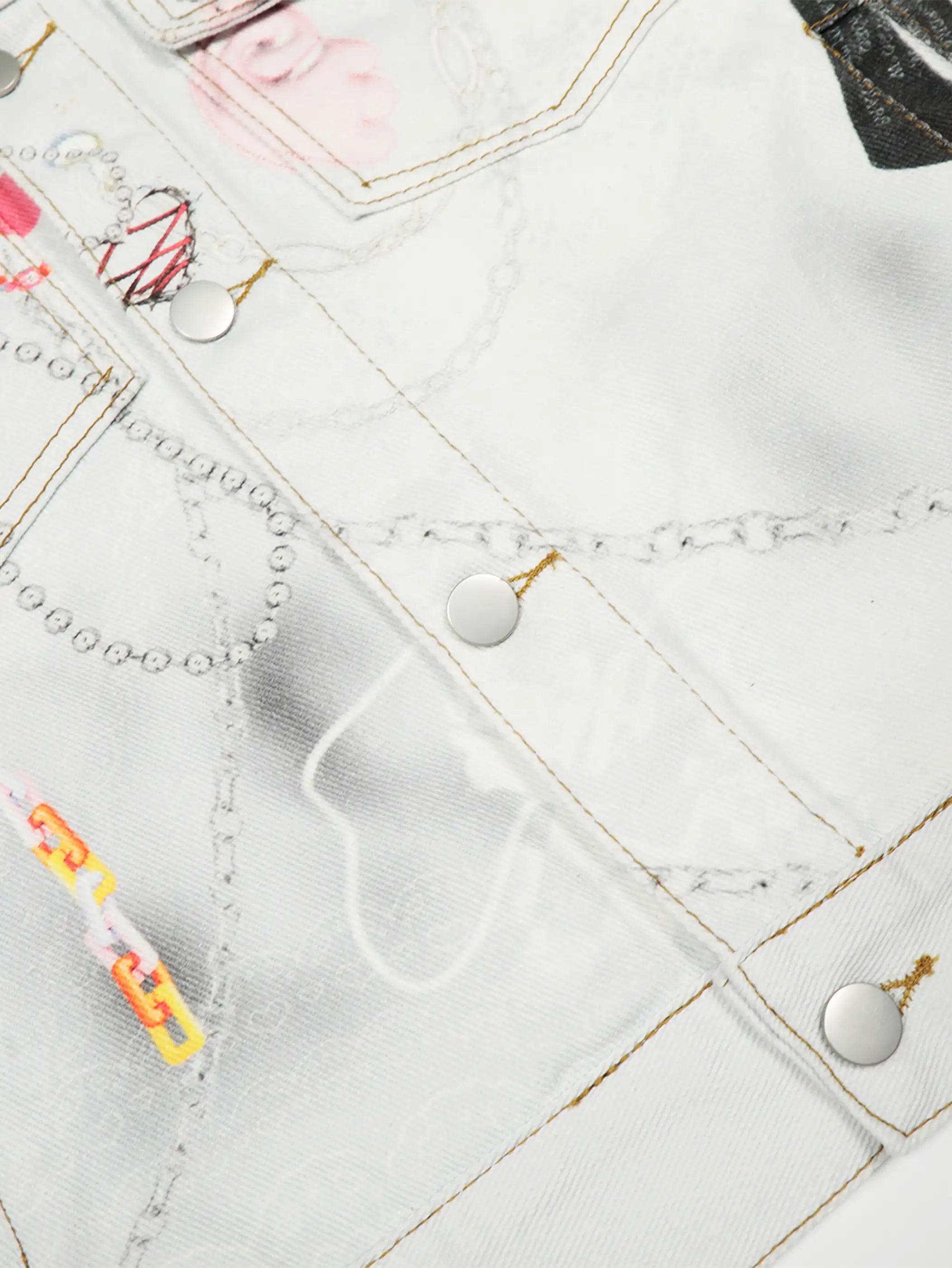 Graffiti Lace Print Denim Jacket-S1123