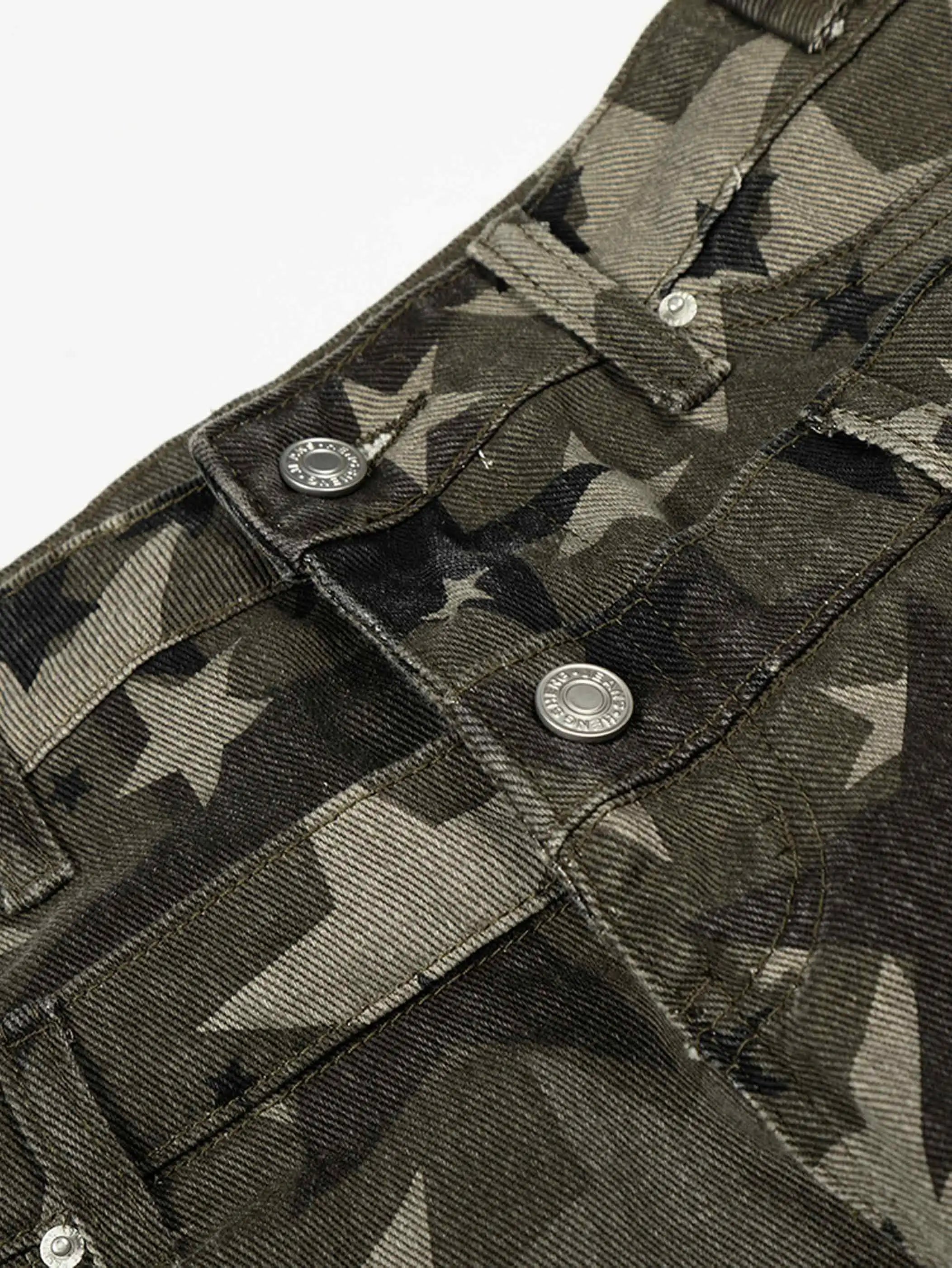 Camouflage Star Frayed Jeans-S1154