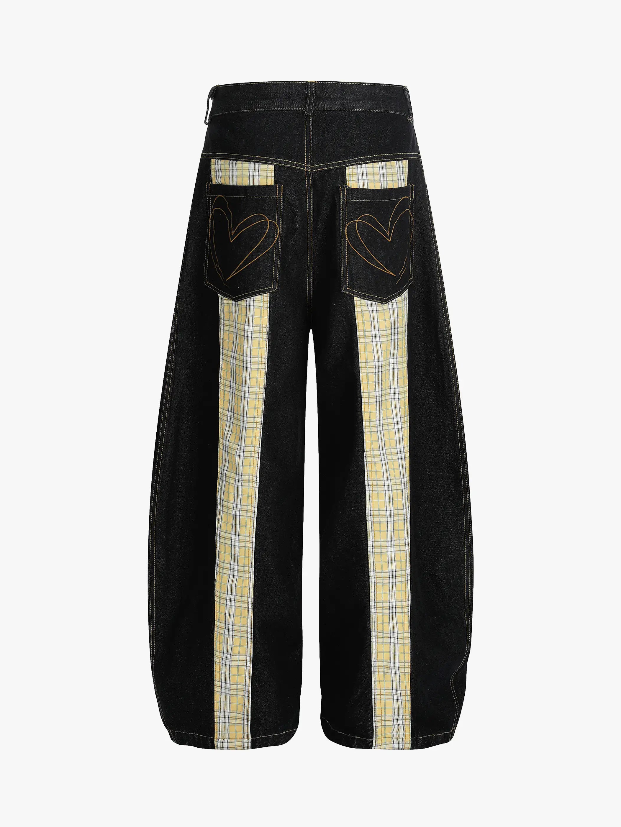 Retro Street Plaid & Denim Blade Pants-S1118