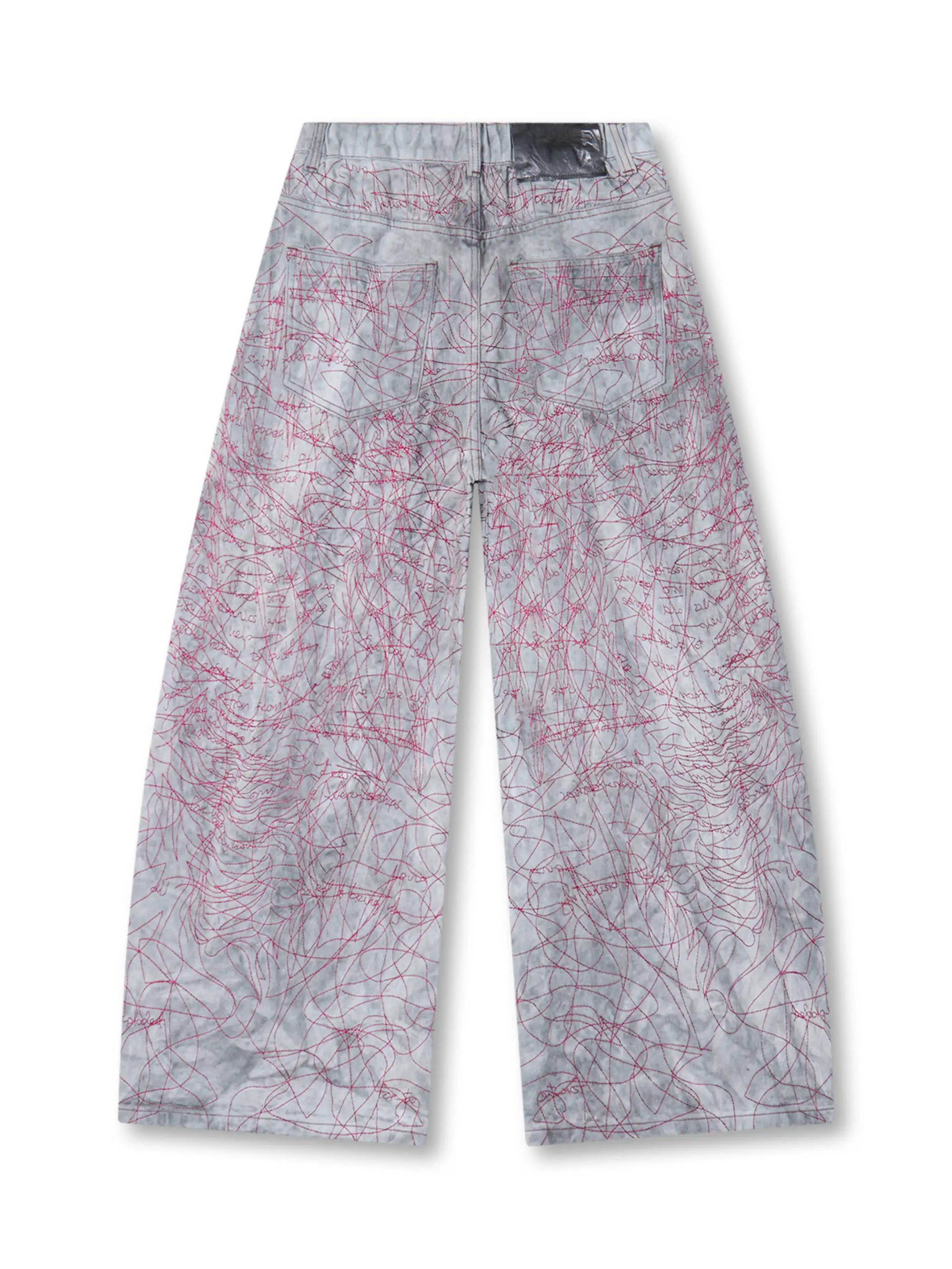 Hand-Drawn Chaos Denim Jeans-S1182