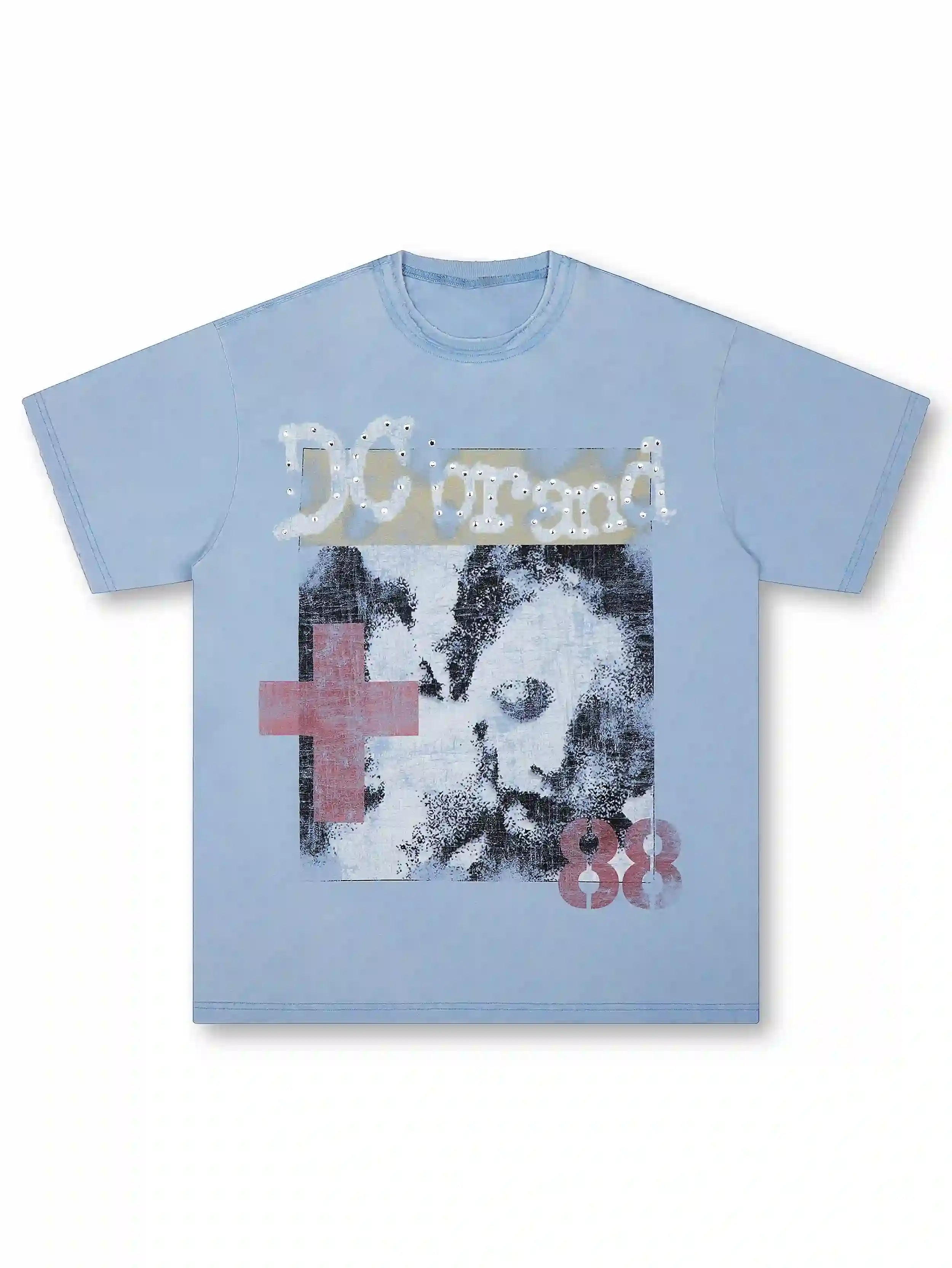 Vintage Cross Gemmed Grunge Tee-462