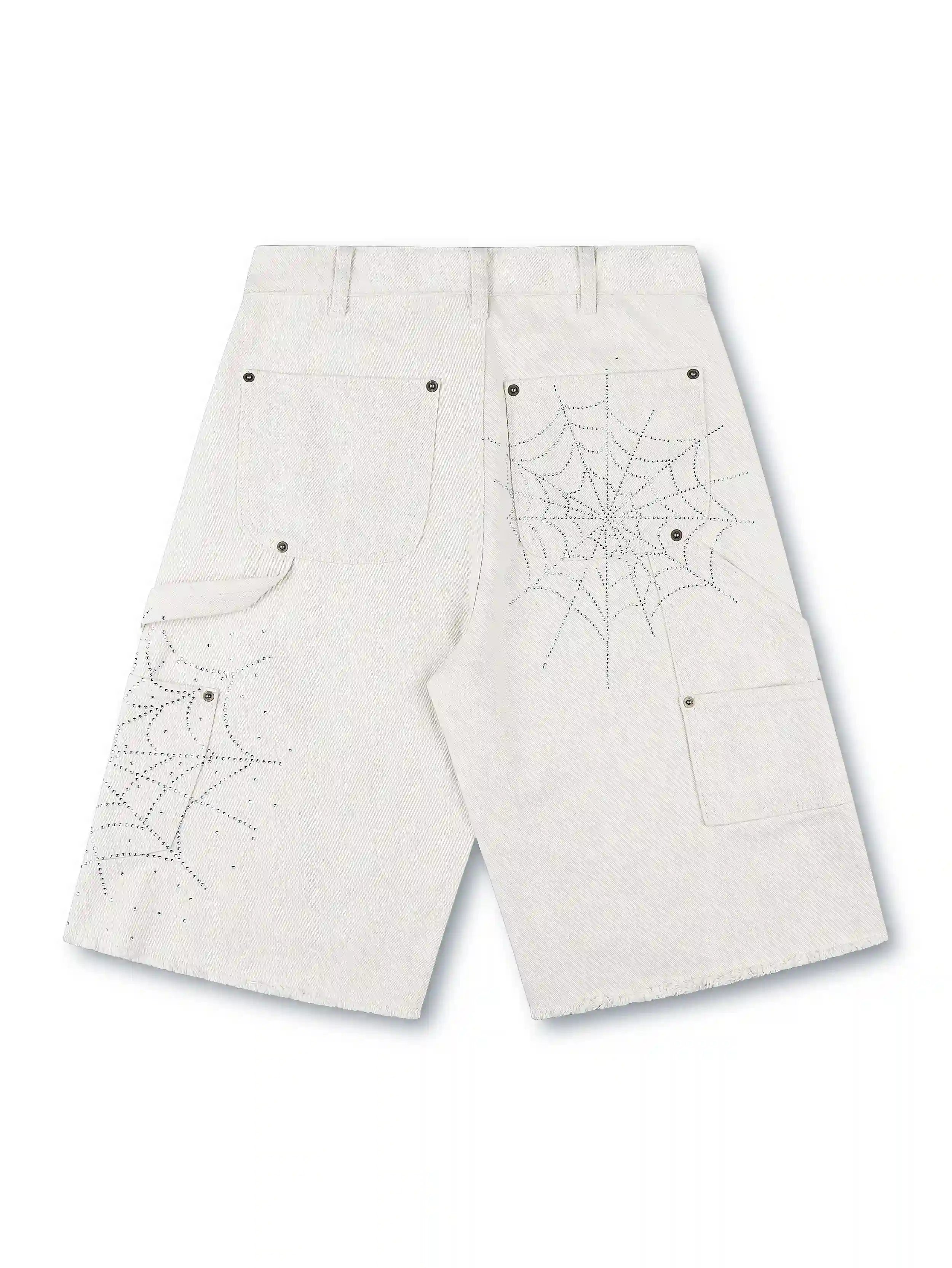 Spider Web Rhinestone Jorts-550