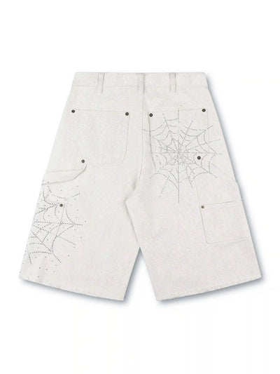 Spider Web Rhinestone Jorts-550