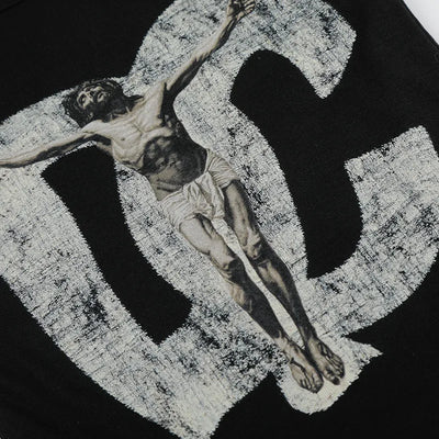 Gothic Jesus Distressed Baby Tee-547