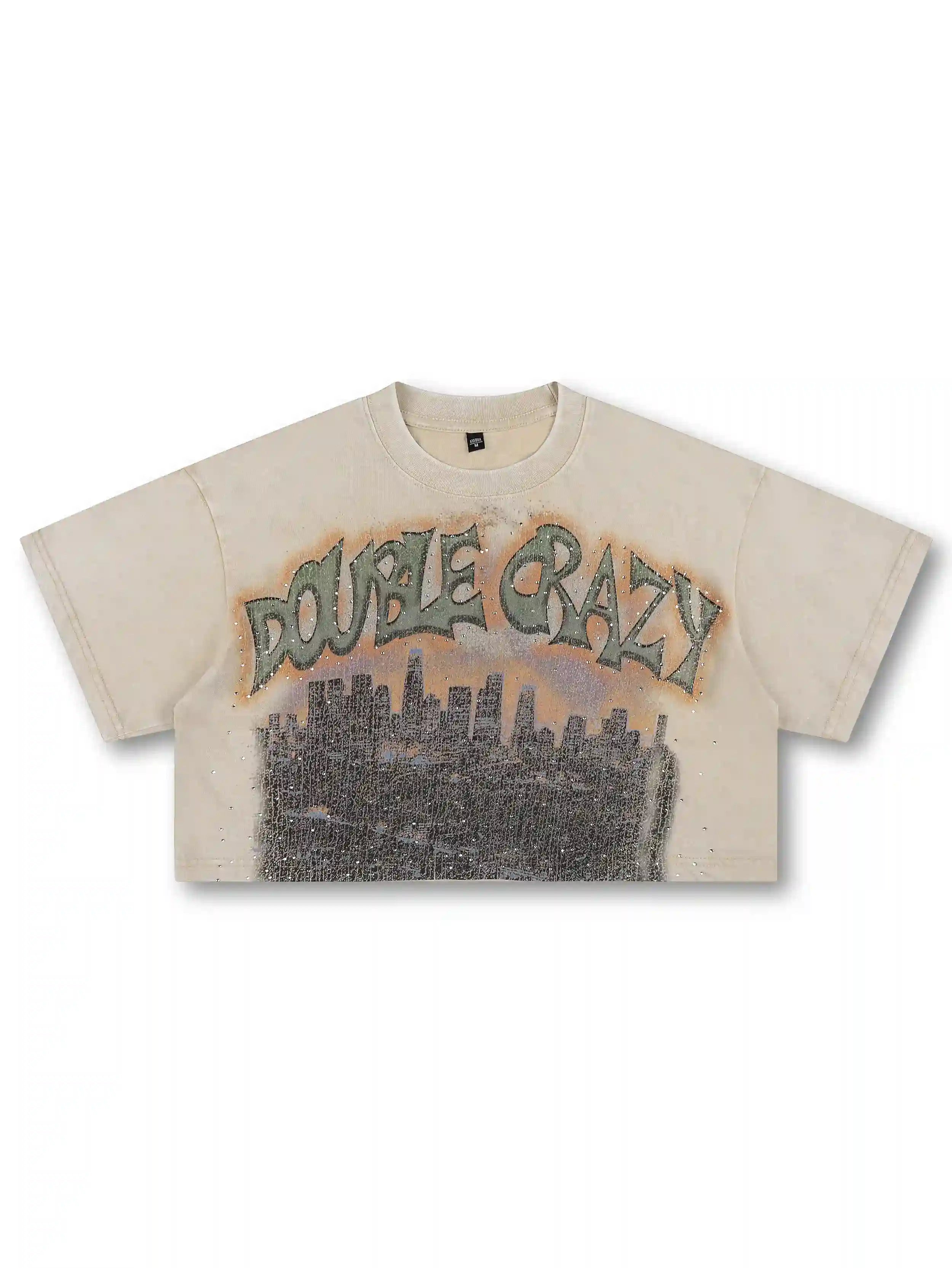 Boxy L.A. Skyline Bling Crop Tee-541
