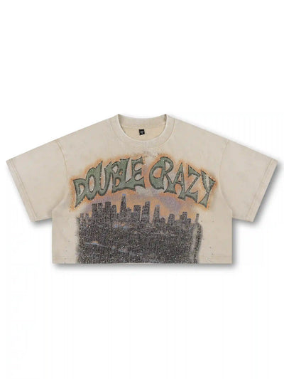 Boxy L.A. Skyline Bling Crop Tee-541