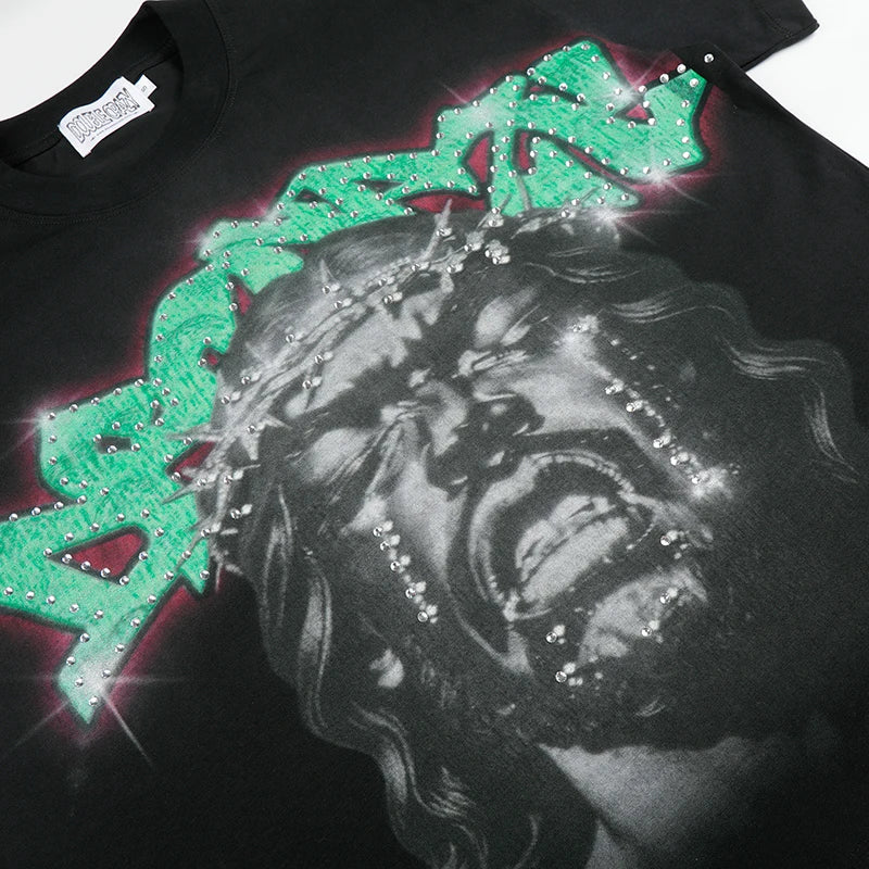 Bling Crying Jesus Graphic Tee-529