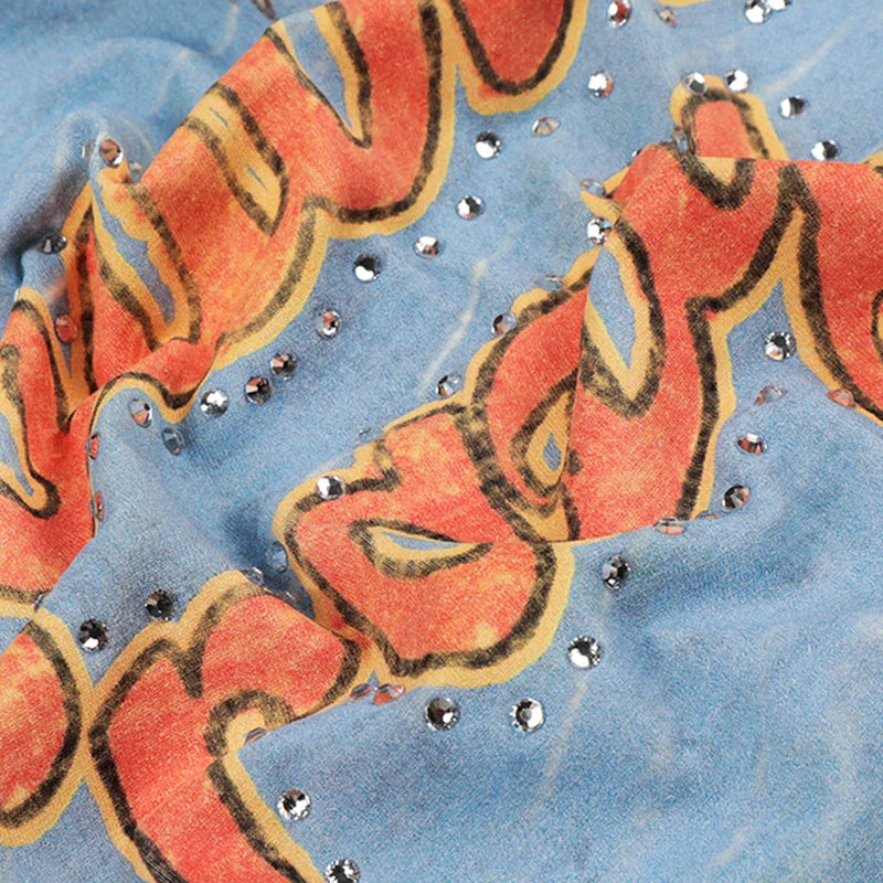 Floral Rhinestone Tie-dye Tee-477