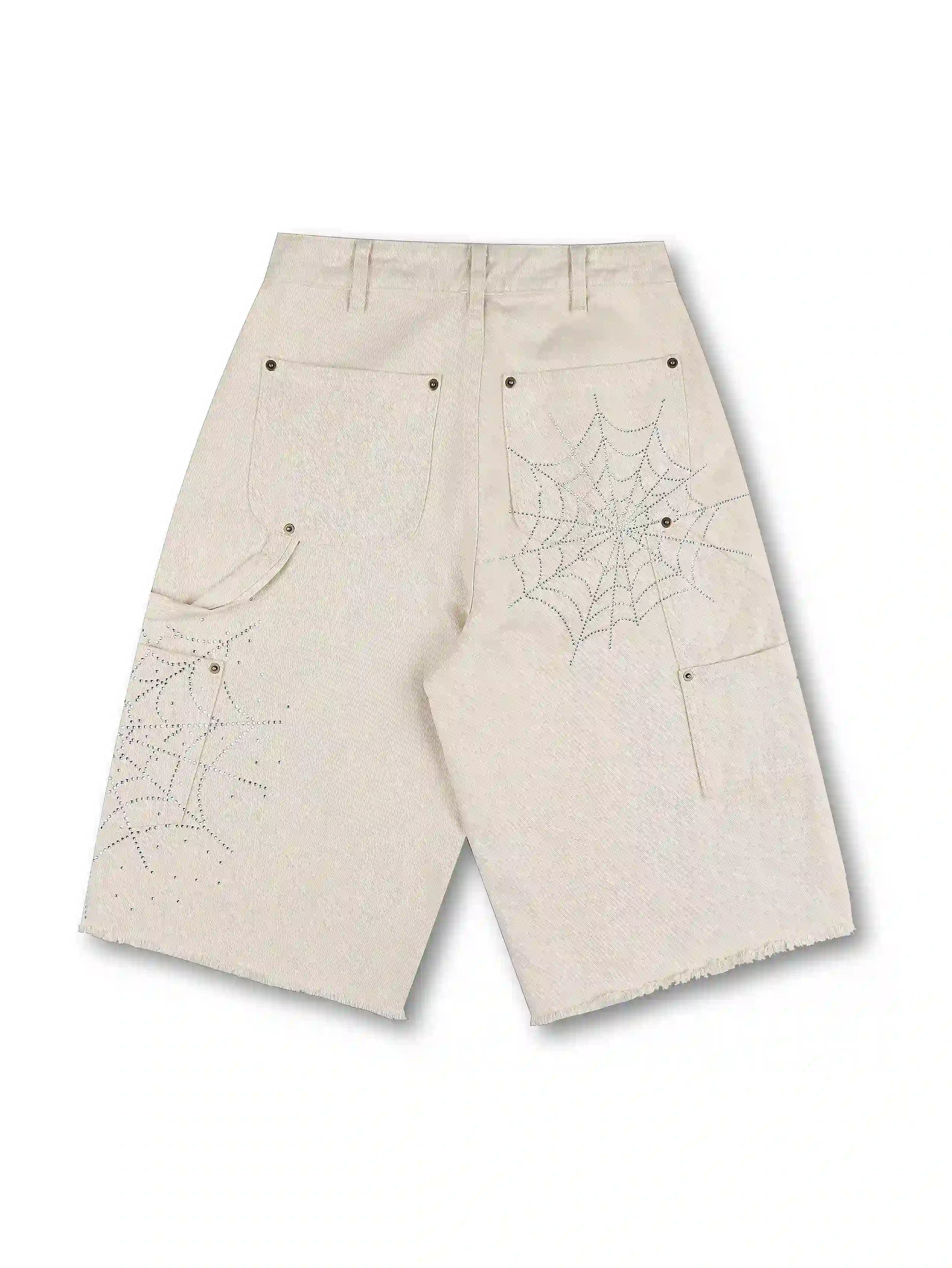 Spider Web Rhinestone Jorts-550
