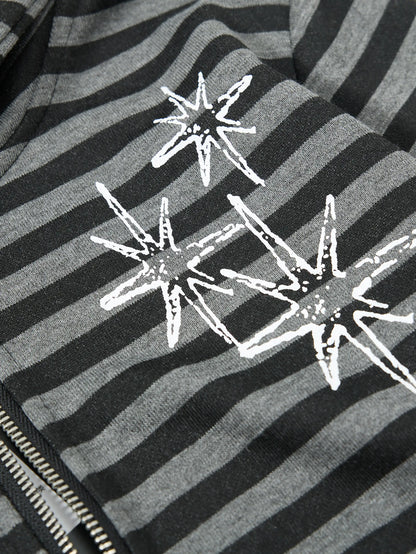 Rebel Stripes Cropped Hoodie Jacket-S1113