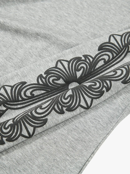 Sexy Waist Crossheart Print Shirt-S1112