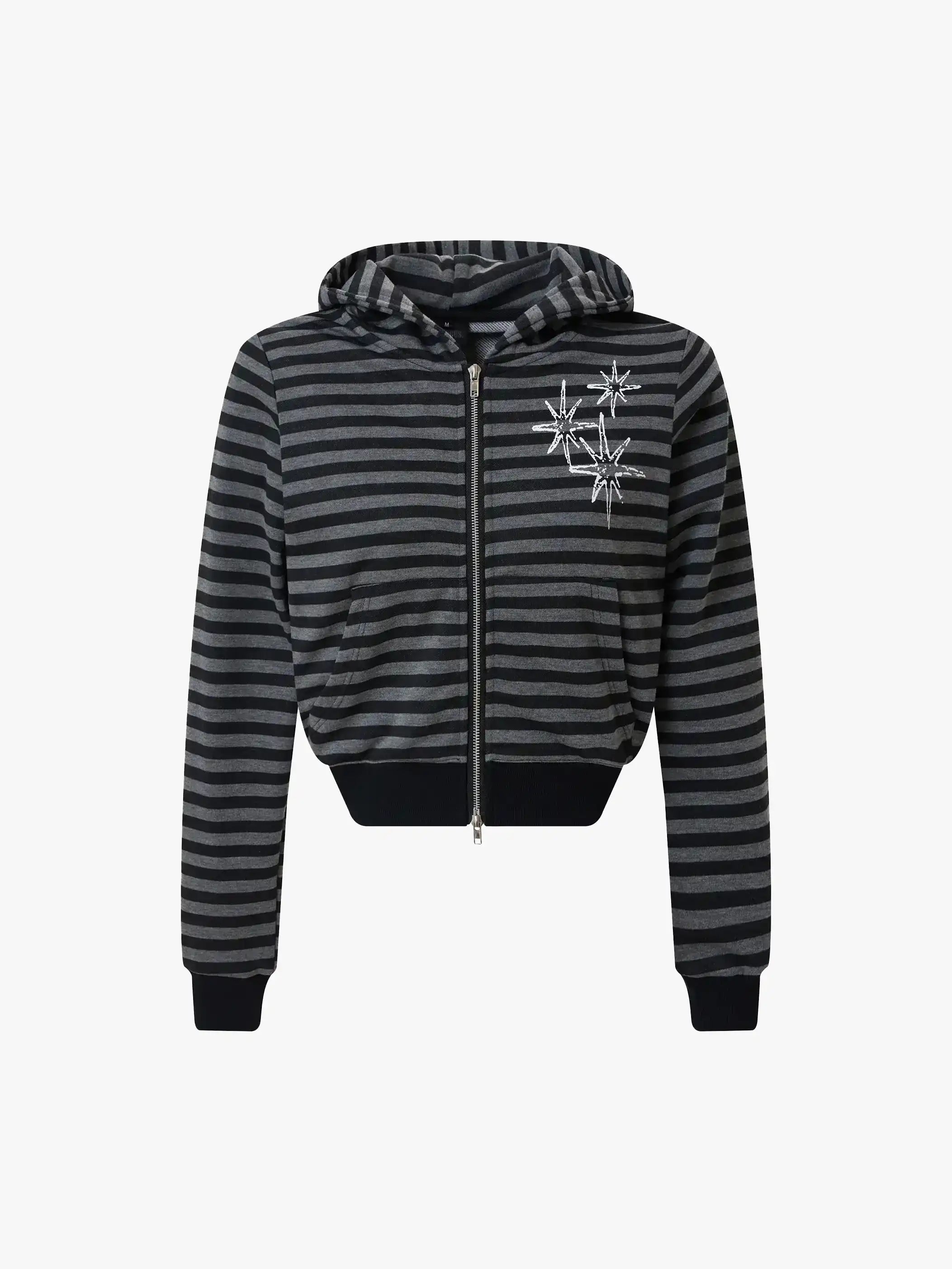 Rebel Stripes Cropped Hoodie Jacket-S1113