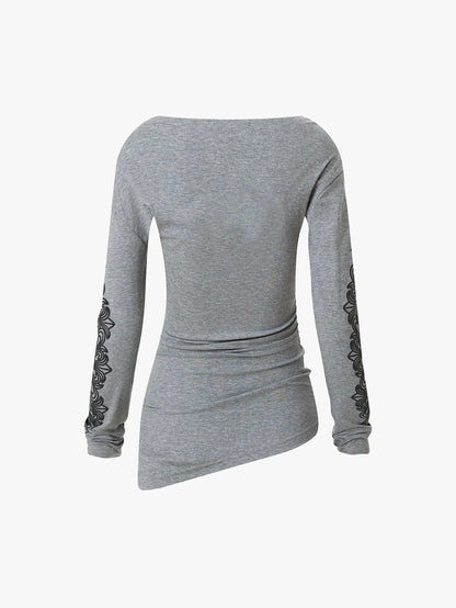 Sexy Waist Crossheart Print Shirt-S1112