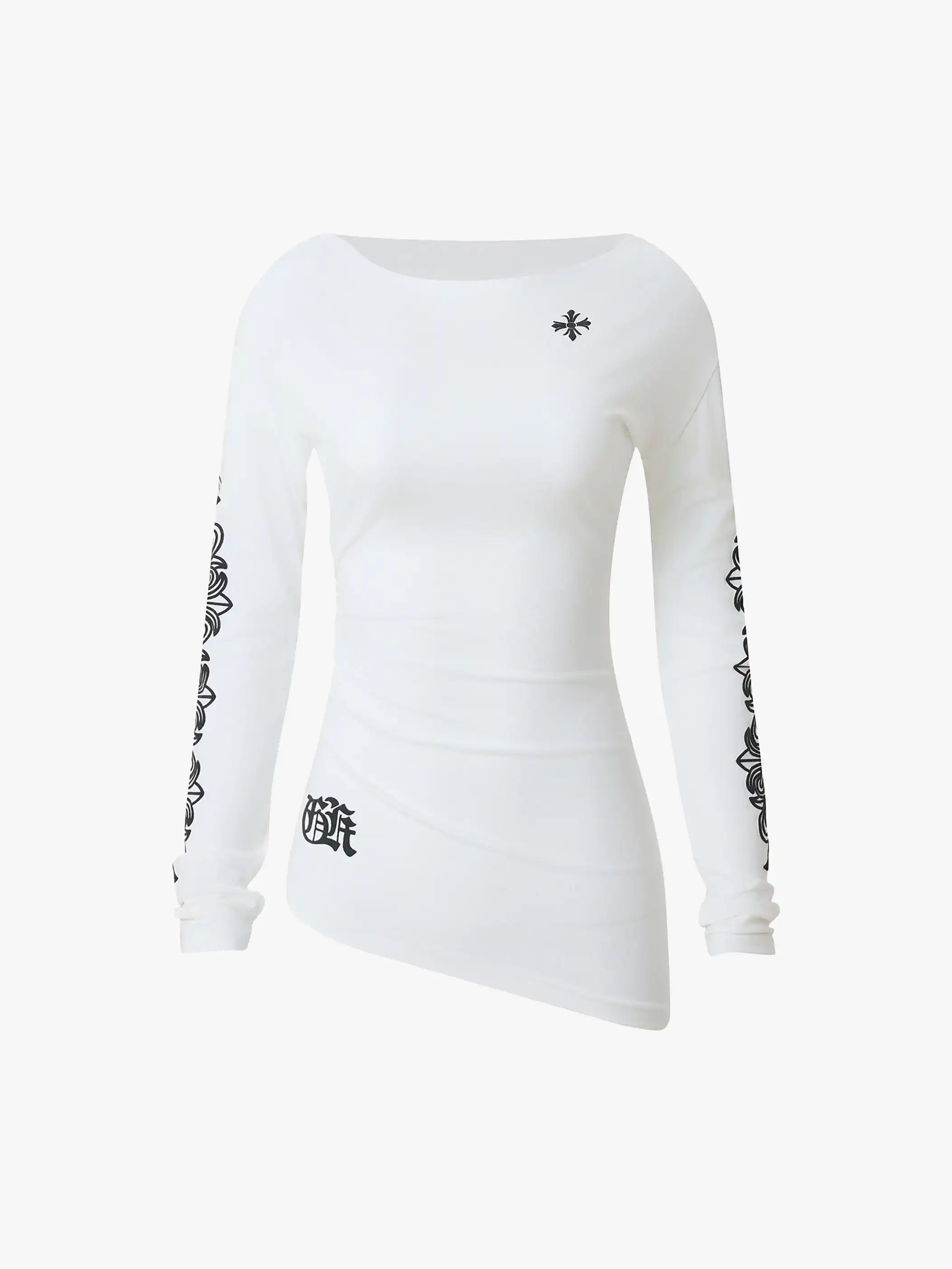 Sexy Waist Crossheart Print Shirt-S1112